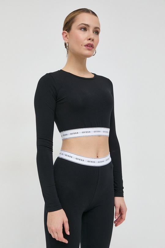 Guess longsleeve CARRIE aplikacja czarny O2BM10.KBBU1