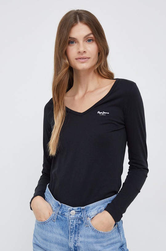 Pepe Jeans longsleeve bawełniany czarny PL505306.999