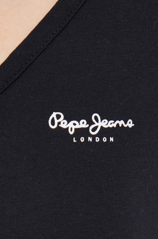 Памучна блуза с дълги ръкави Pepe Jeans PL505306.999 черен