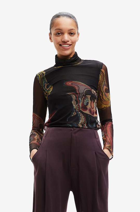 Desigual longsleeve wzorzyste czarny 22WWTK39