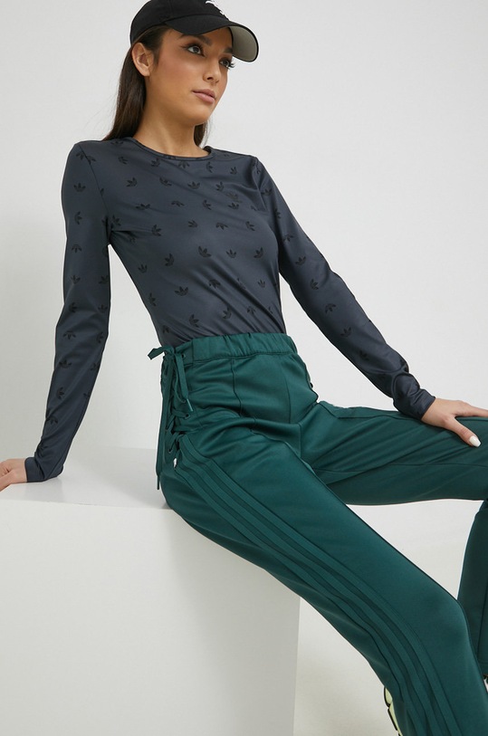 Лонгслів adidas Originals з еластаном сірий HL9137