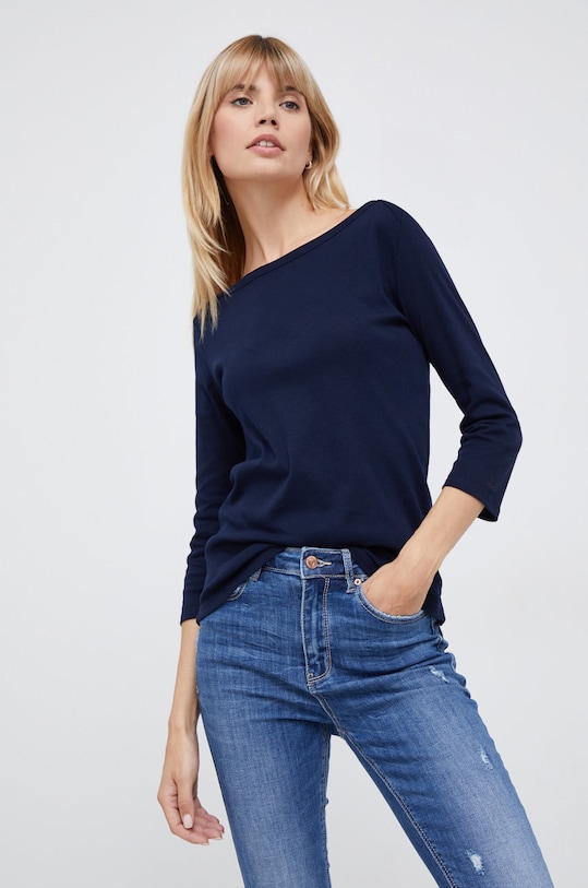 United Colors of Benetton longsleeve bawełniany bawełna granatowy 3GA2E16A1.016