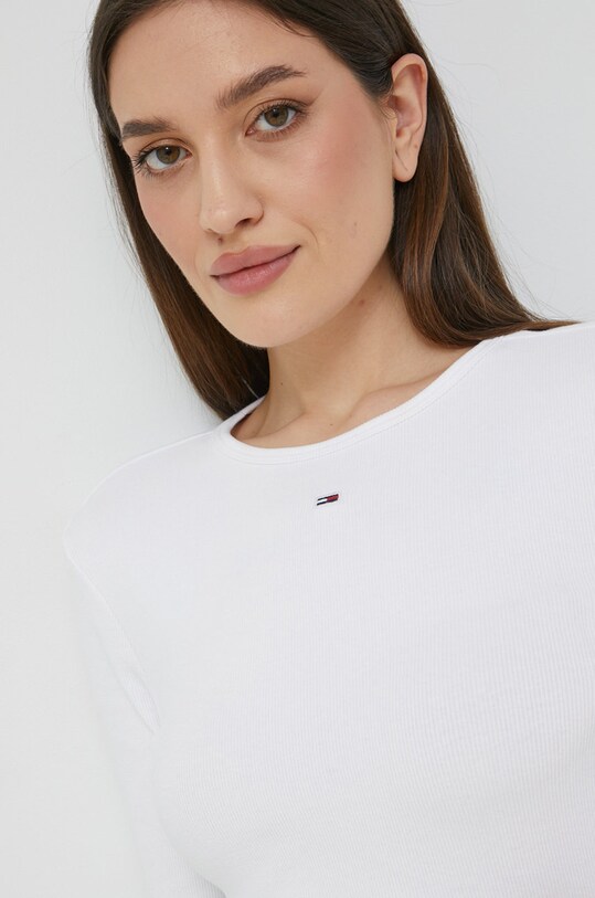 Tričko s dlouhým rukávem Tommy Jeans bílá DW0DW14277.9BYY