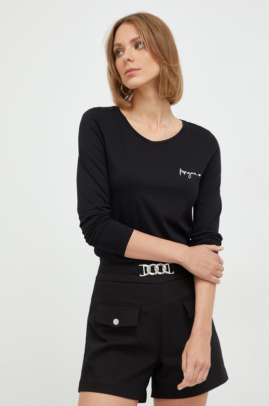 Tričko s dlouhým rukávem Morgan TCOEUR nášivka černá TCOEUR.NOIR.BLANC