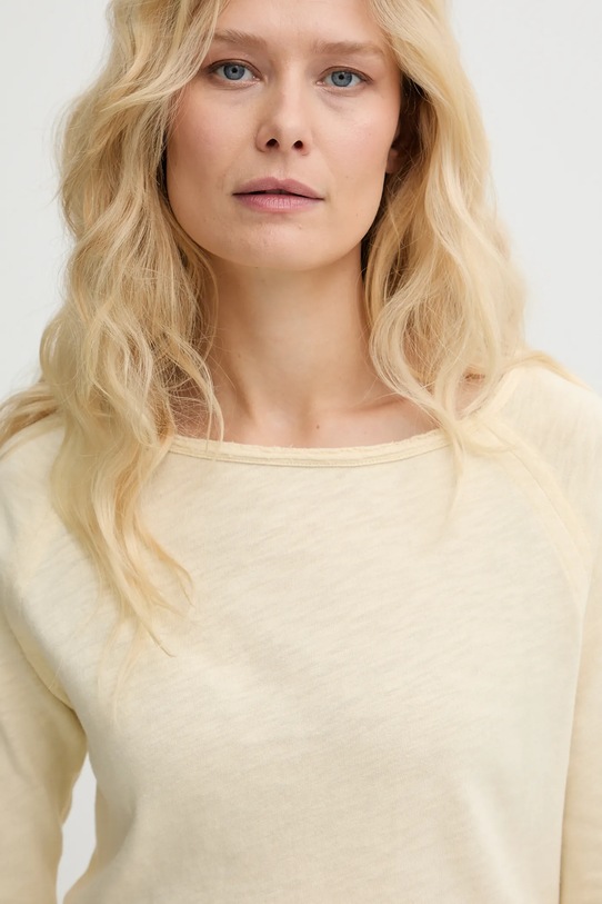 American Vintage longsleeve bawełniany T-SHIRT ML COL BATEAU beżowy SON31G