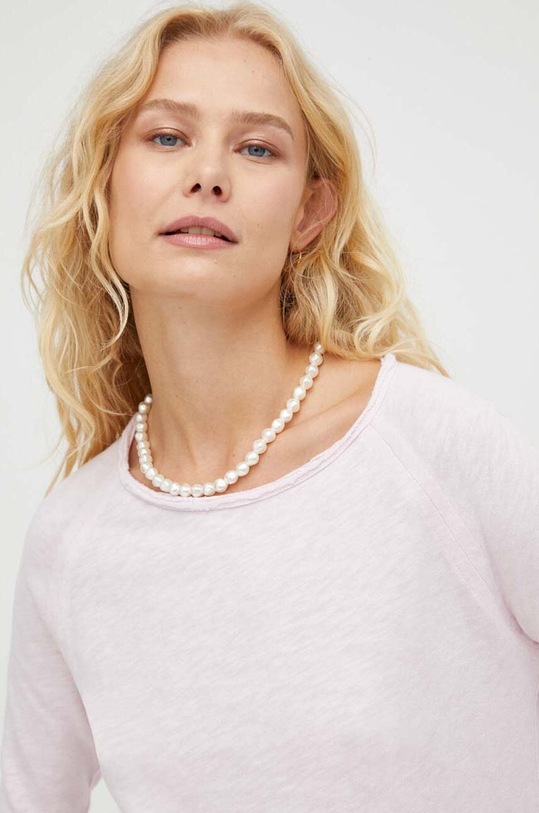 American Vintage top a maniche lunghe in cotone rosa SON31G