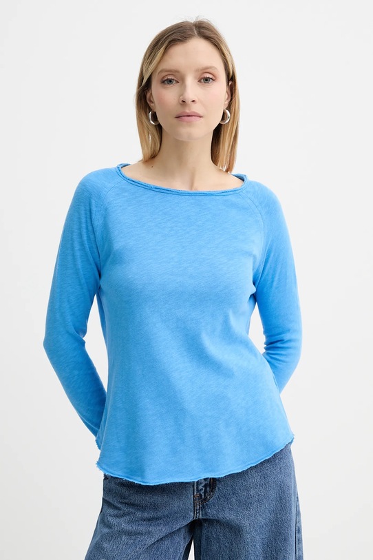 American Vintage bavlnené tričko s dlhým rukávom bavlna modrá SON31G