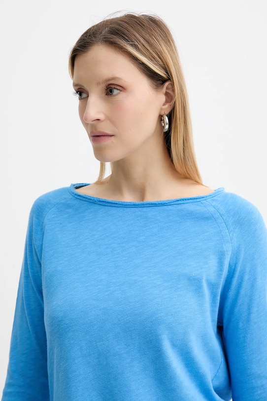 American Vintage bavlnené tričko s dlhým rukávom modrá SON31G