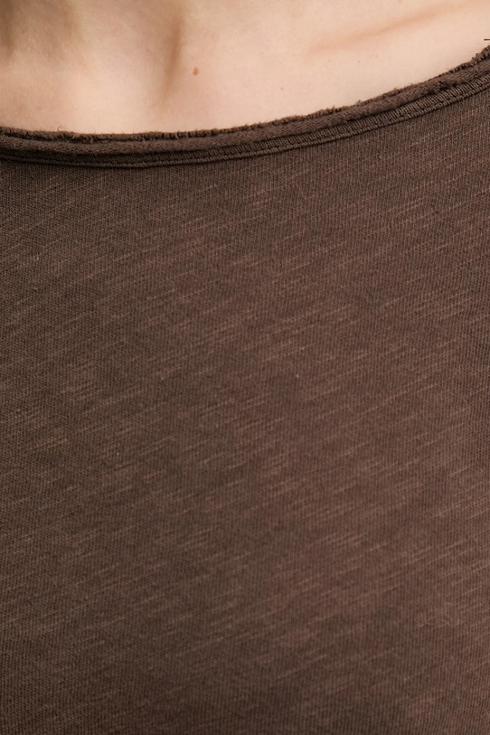 American Vintage longsleeve bawełniany T-SHIRT ML COL BATEAU SON31G brązowy