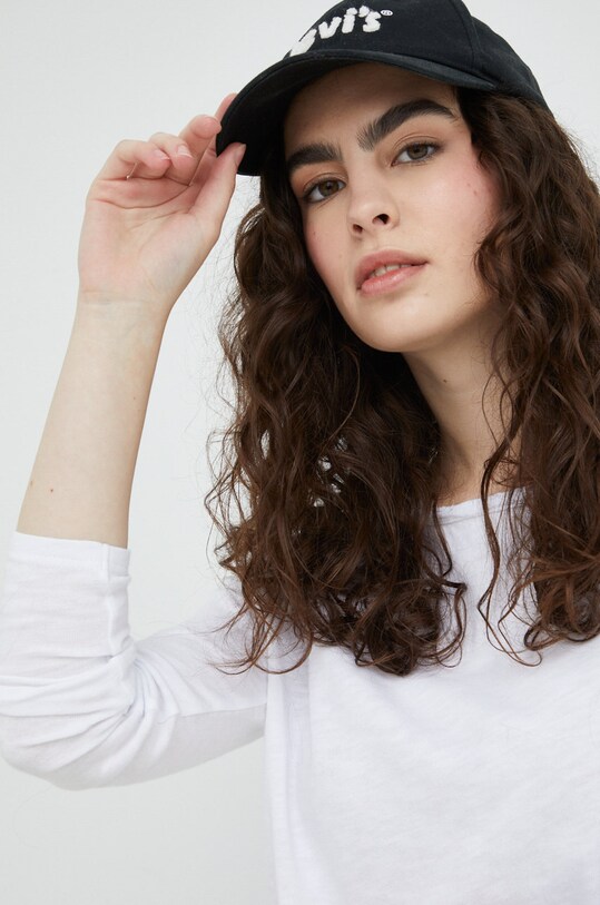 Βαμβακερή μπλούζα με μακριά μανίκια American VintageT-SHIRT ML COL BATEAU λευκό SON31G