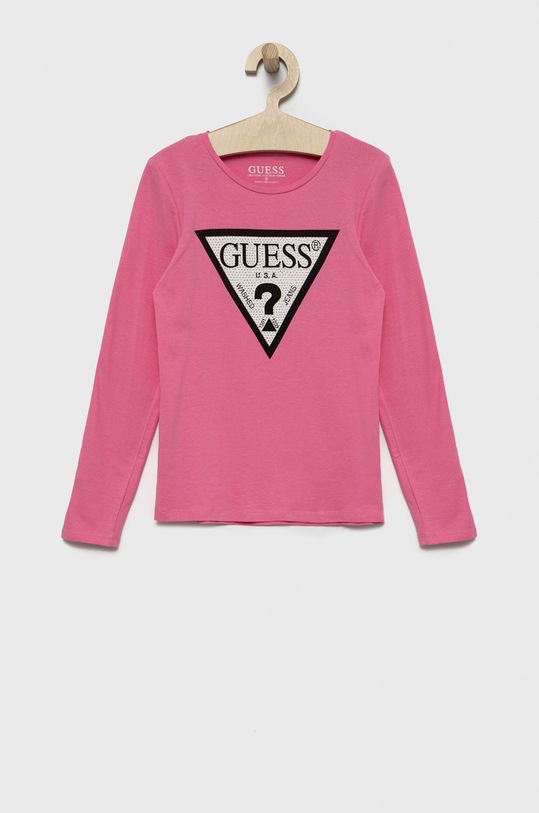 Guess longsleeve dziecięcy aplikacja różowy J2YI50.K6YW1