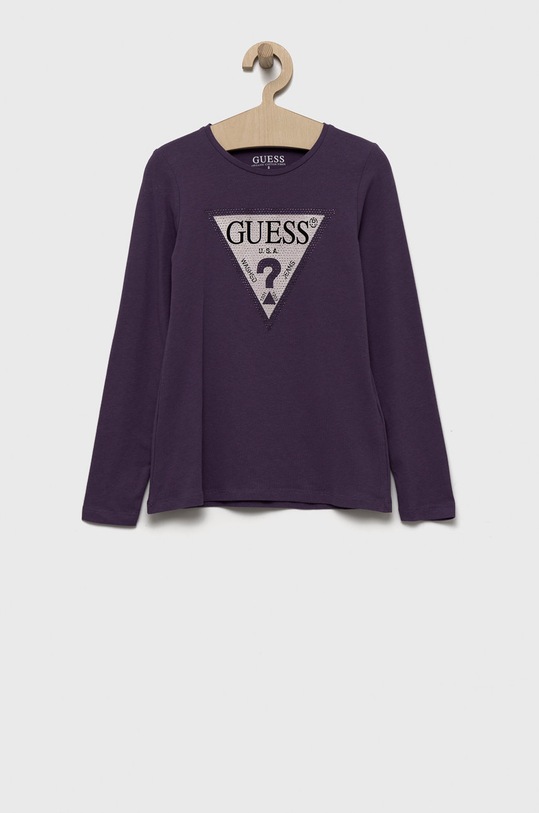 Guess longsleeve dziecięcy aplikacja fioletowy J2YI50.K6YW1