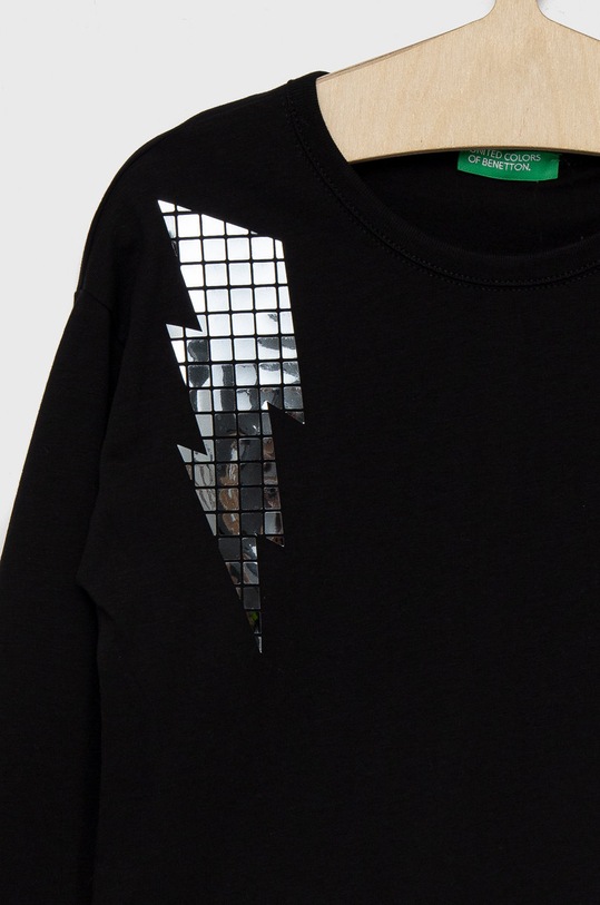 Dziewczynka United Colors of Benetton longsleeve bawełniany dziecięcy 3VR5C106T.G czarny