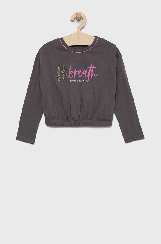 United Colors of Benetton longsleeve bawełniany dziecięcy nadruk szary 3VR5C106Z.G