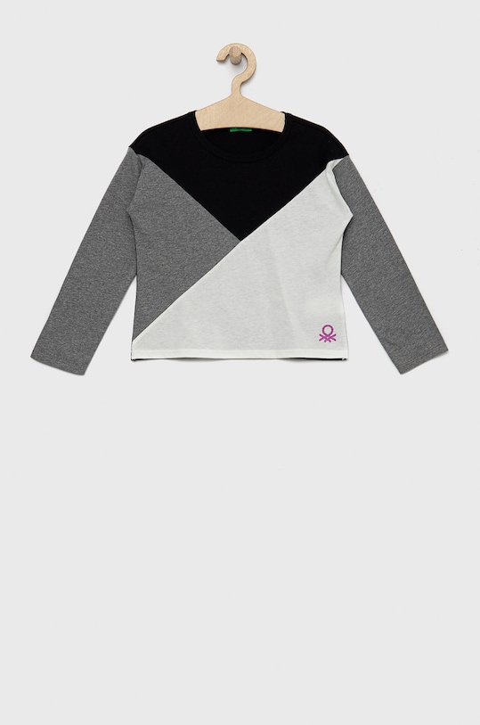 United Colors of Benetton gyerek pamut hosszú ujjú felső pamut fekete 3096C108Z.G