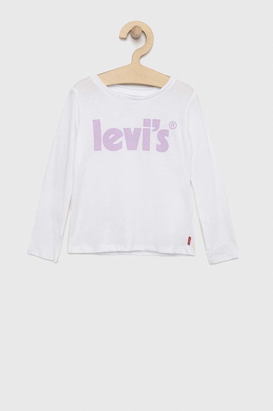 Levi's longsleeve bawełniany dziecięcy nadruk biały 3EG551.