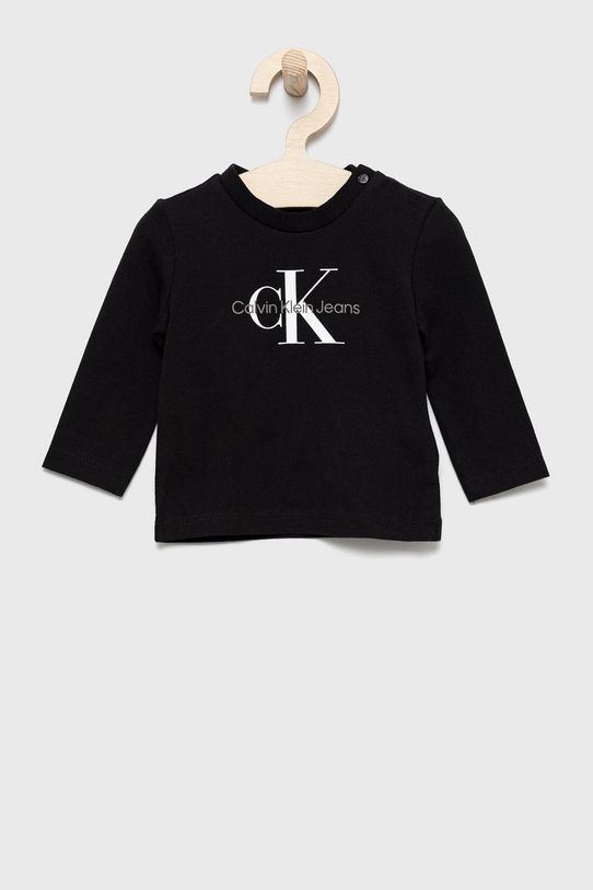 Calvin Klein Jeans longsleeve dziecięcy IN0IN00005.9BYY z elastanem czarny IN0IN00005.9BYY