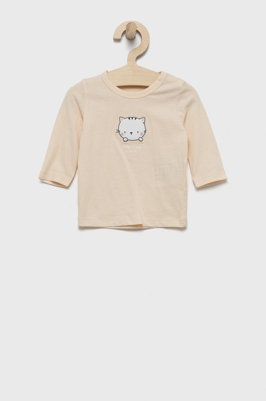 United Colors of Benetton longsleeve bawełniany dziecięcy bawełna różowy 3ATNA100W.W