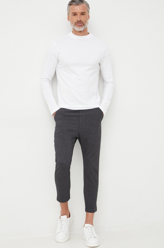 Bavlnené tričko s dlhým rukávom Calvin Klein K10K109735.9BYY biela AW22