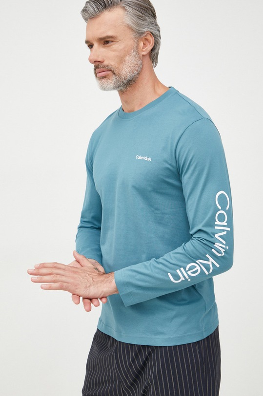 Бавовняний лонгслів Calvin Klein бавовна бірюзовий K10K109737.9BYY