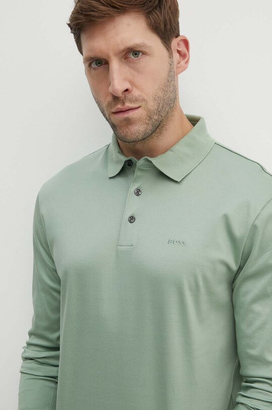 BOSS longsleeve din bumbac verde 50468392