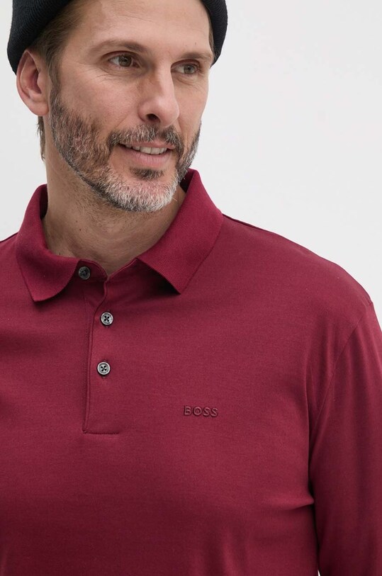 BOSS longsleeve din bumbac 50468392 burgundia