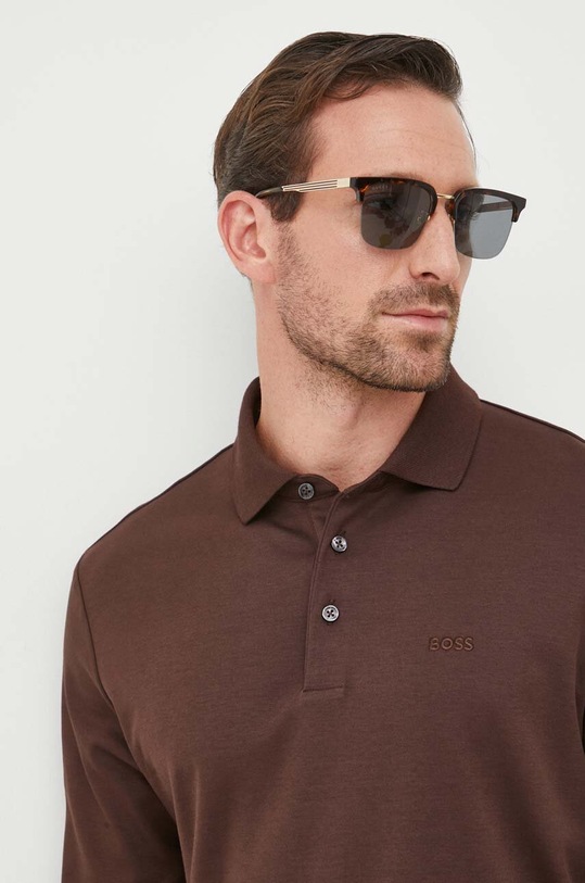 BOSS longsleeve bawełniany Pado 30 brązowy 50468392