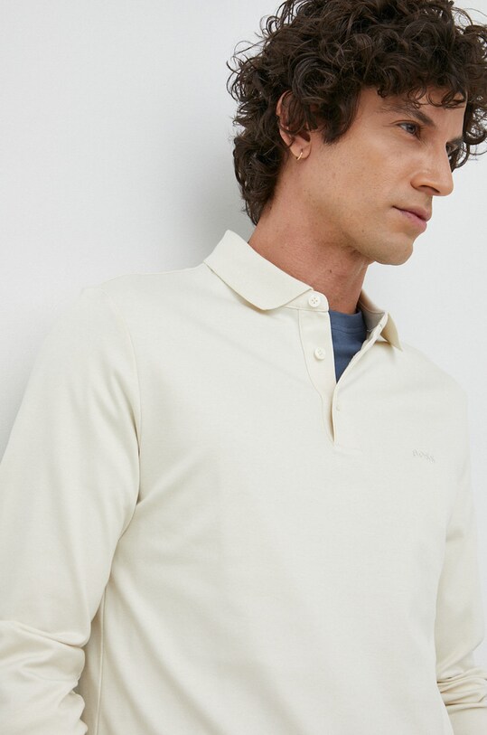 BOSS longsleeve din bumbac regular bej 50468392