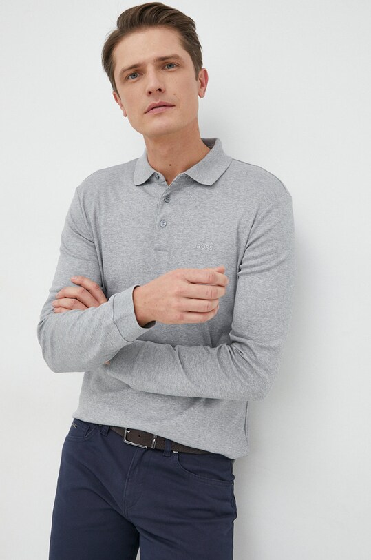 BOSS longsleeve bawełniany bawełna szary 50468392