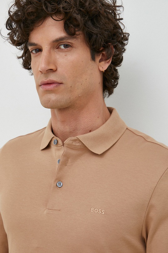 BOSS longsleeve bawełniany Pado 30 beżowy 50468392