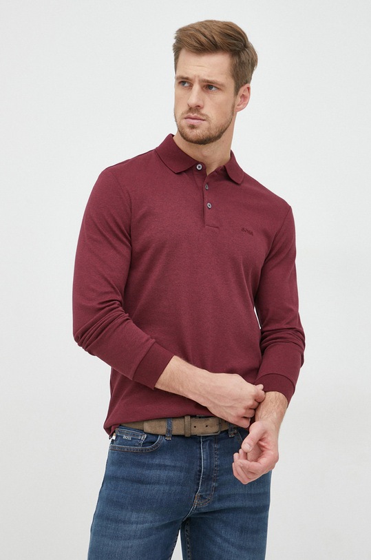 BOSS longsleeve bawełniany bawełna bordowy 50468392