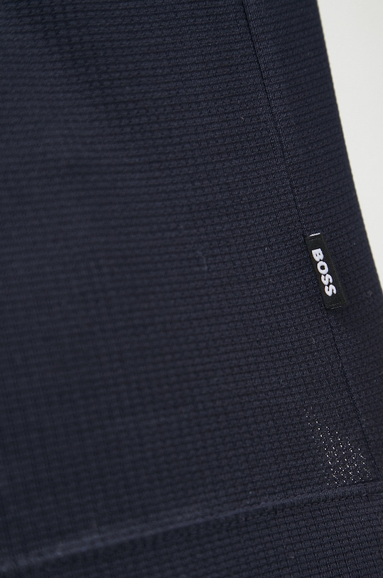 Bavlněné tričko s dlouhým rukávem BOSS 50477308 námořnická modř