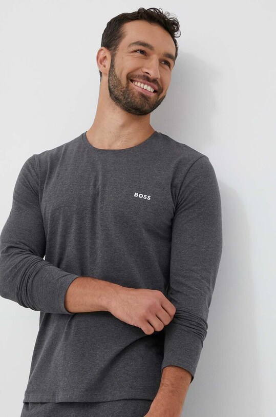 BOSS longsleeve lounge z elastanem szary 50480541