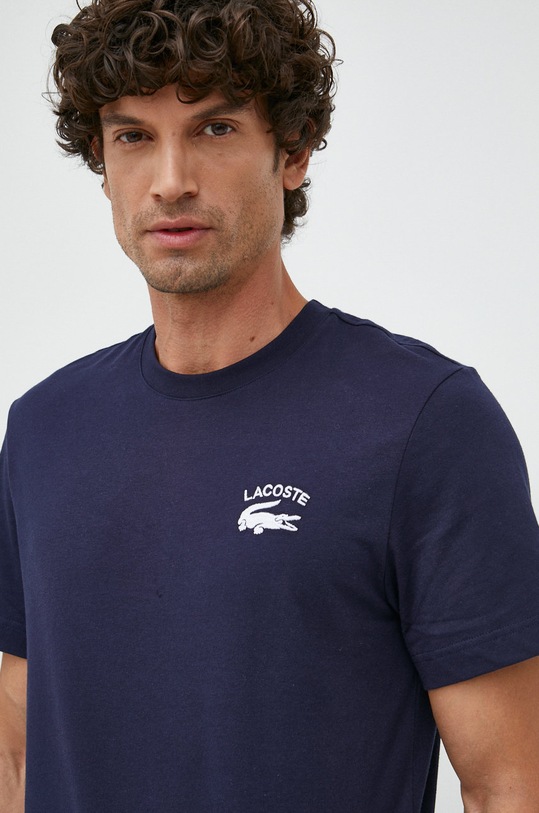 Памучна тениска Lacoste тъмносин TH9665