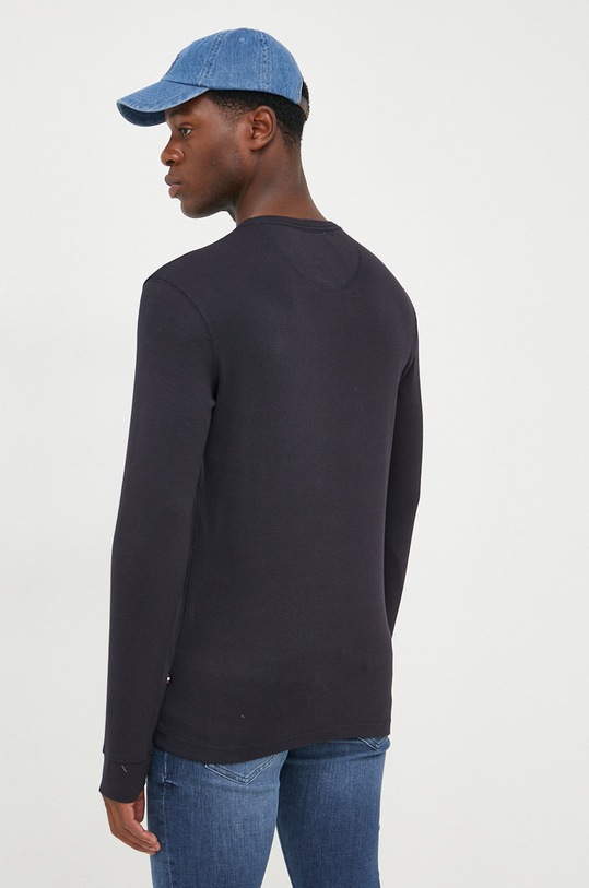 Lindbergh longsleeve bawełniany 30.420095.BLACK czarny AW22