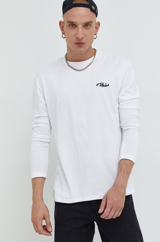 Jack & Jones longsleeve bawełniany JCOAIR aplikacja biały 12213539.White