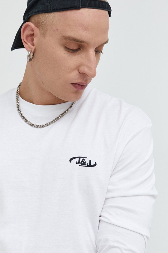Jack & Jones longsleeve bawełniany JCOAIR biały 12213539.White