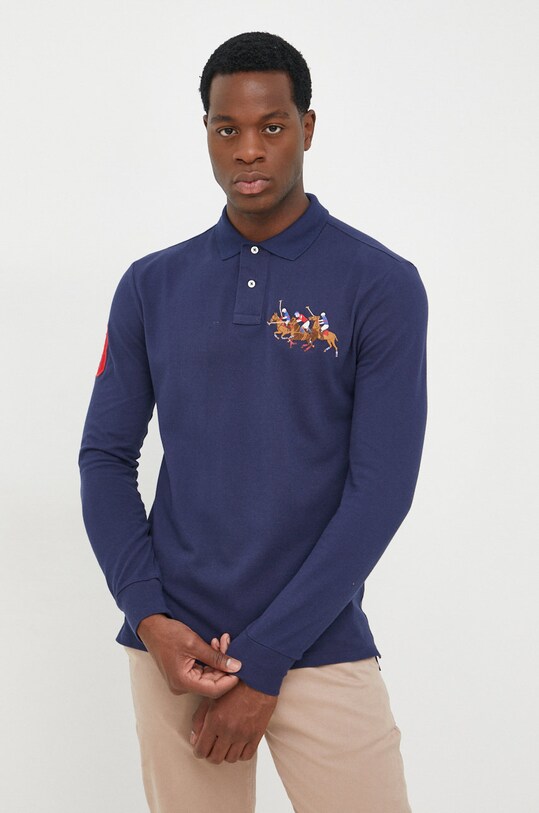 Polo Ralph Lauren longsleeve bawełniany aplikacja granatowy 710814438003