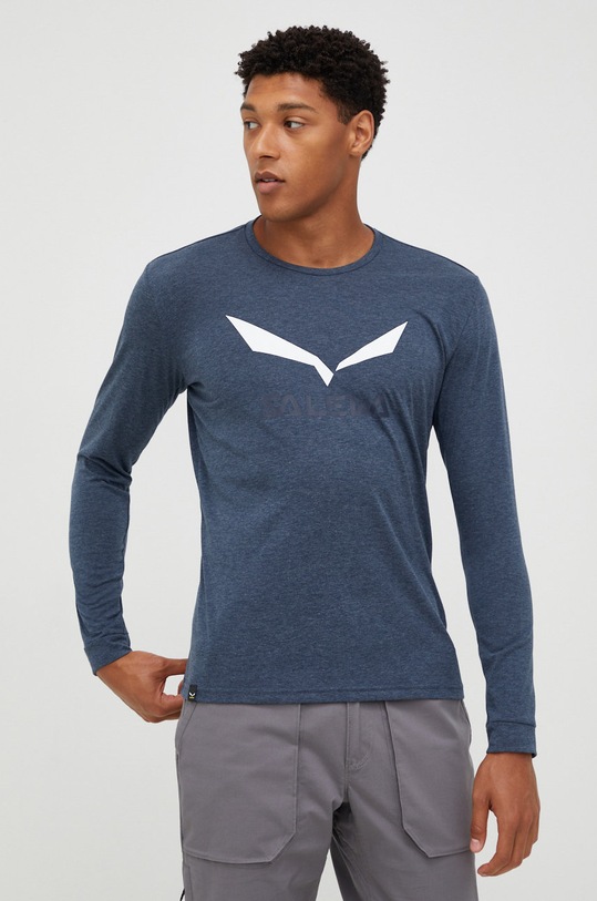Salewa longsleeve sportowy Solidlogo regular niebieski 00.0000027340