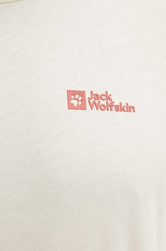 Хлопковый лонгслив Jack Wolfskin Essential 1808821 бежевый