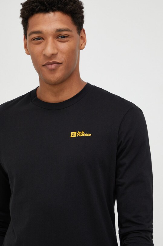 Jack Wolfskin longsleeve din bumbac Essential negru 1808821