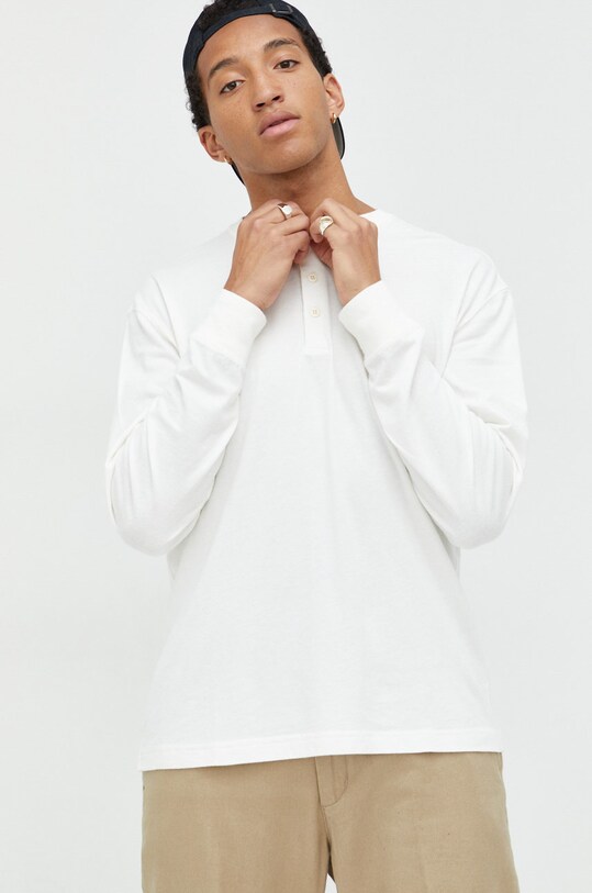 Abercrombie & Fitch longsleeve bawełniany bawełna biały KI124.3413.100