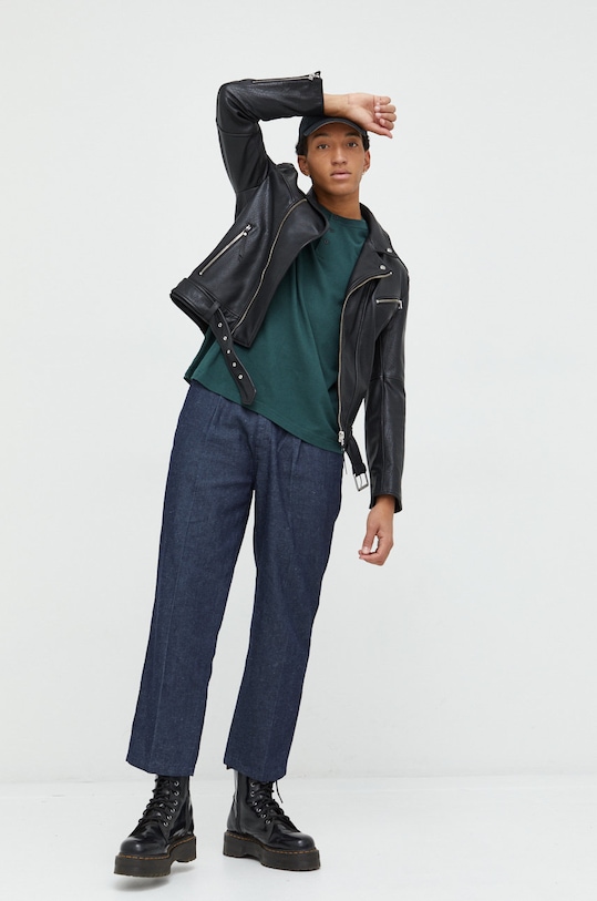 Abercrombie & Fitch longsleeve bawełniany KI124.3413.330 zielony AW22