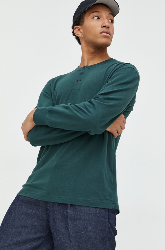 Abercrombie & Fitch longsleeve bawełniany zielony KI124.3413.330