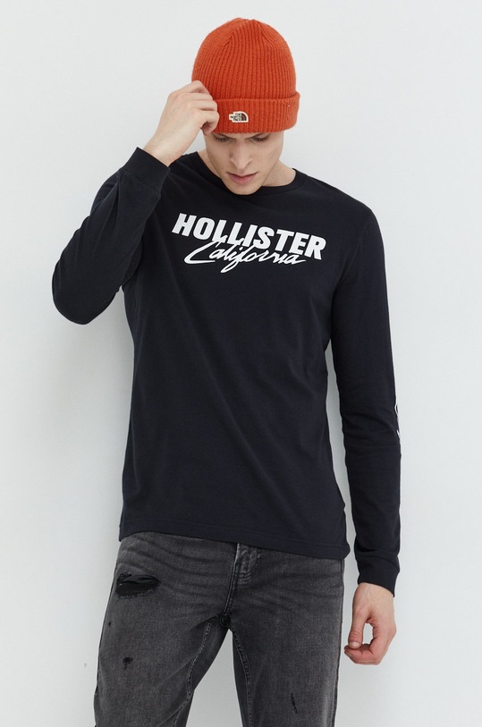 Bavlnené tričko s dlhým rukávom Hollister Co. potlač biela KI323.2294.100