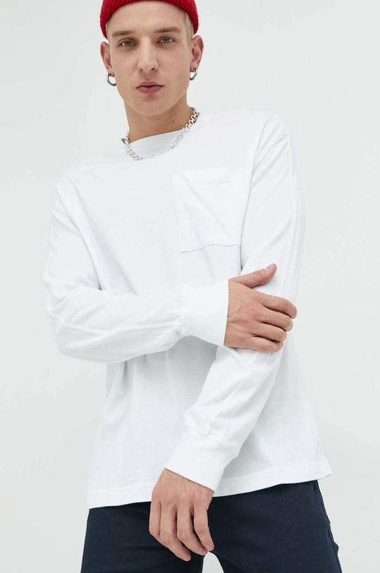 Βαμβακερή μπλούζα με μακριά μανίκια Abercrombie & Fitch λευκό KI124.3086.100