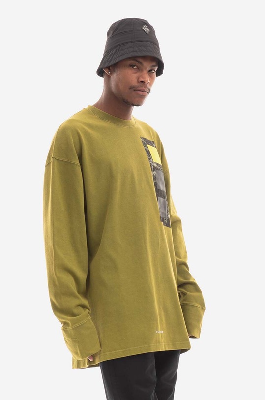 Bavlněné tričko s dlouhým rukávem A-COLD-WALL* Relaxed Cubist Longsleeve T-shirt ACWMTS098 MOSS GREEN kulatý zelená ACWMTS098