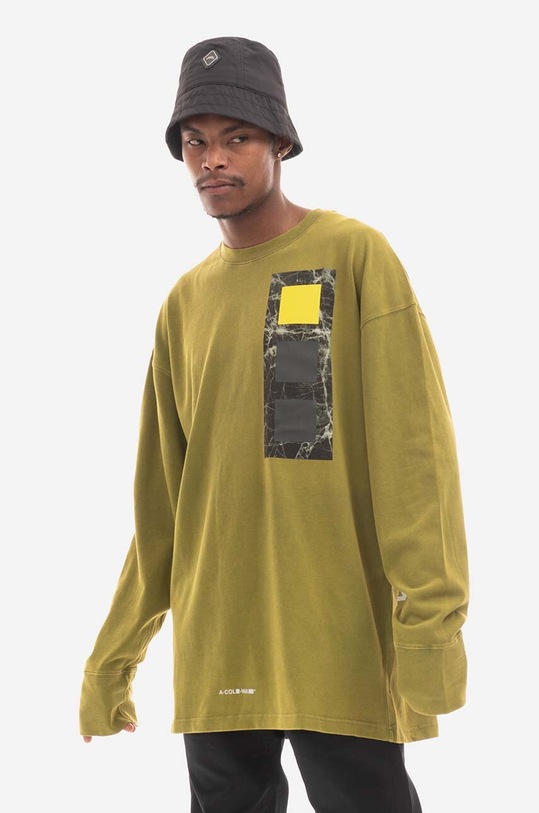 Bavlněné tričko s dlouhým rukávem A-COLD-WALL* Relaxed Cubist Longsleeve T-shirt ACWMTS098 MOSS GREEN ACWMTS098