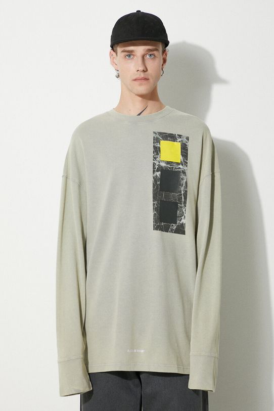 A-COLD-WALL* longsleeve bawełniany Relaxed Cubist LS T-shirt nadruk szary ACWMTS098