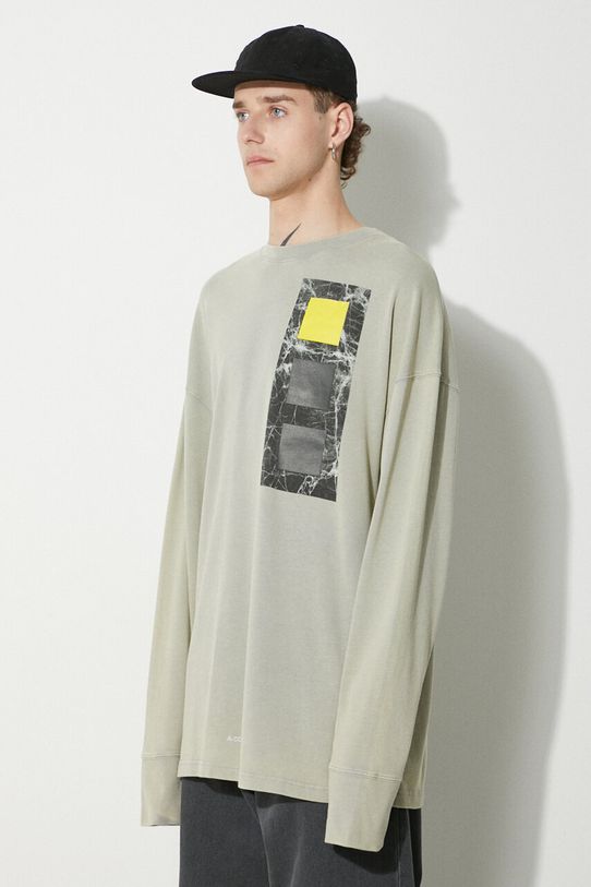 A-COLD-WALL* cotton longsleeve top Relaxed Cubist LS T-shirt gray ACWMTS098